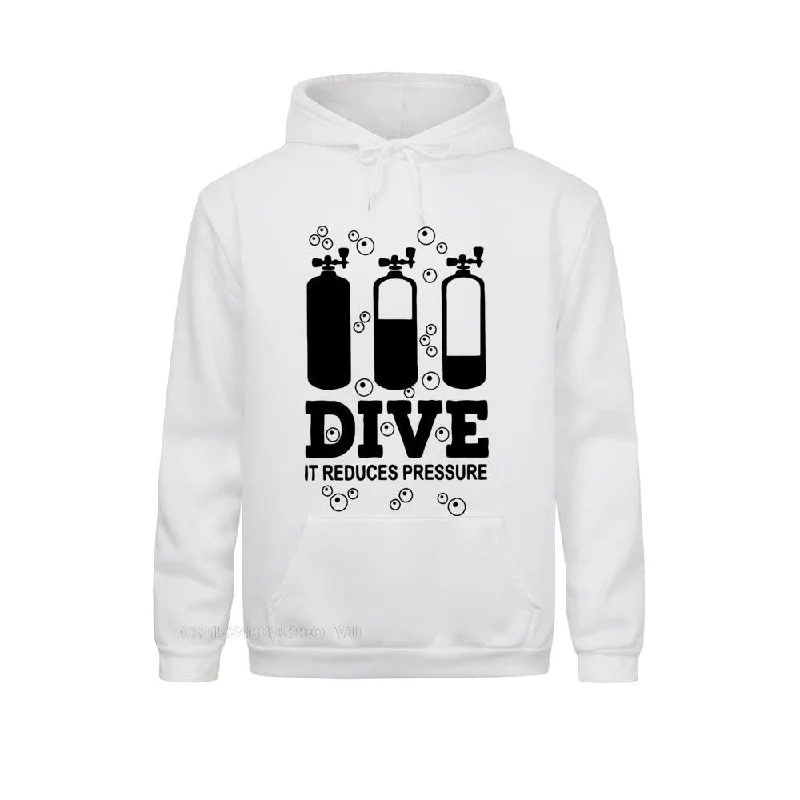 Scuba diving Hoodie Unisex | Dive - it reduces pressure Hoodie with Exposed Zipper Edgy Industrial
