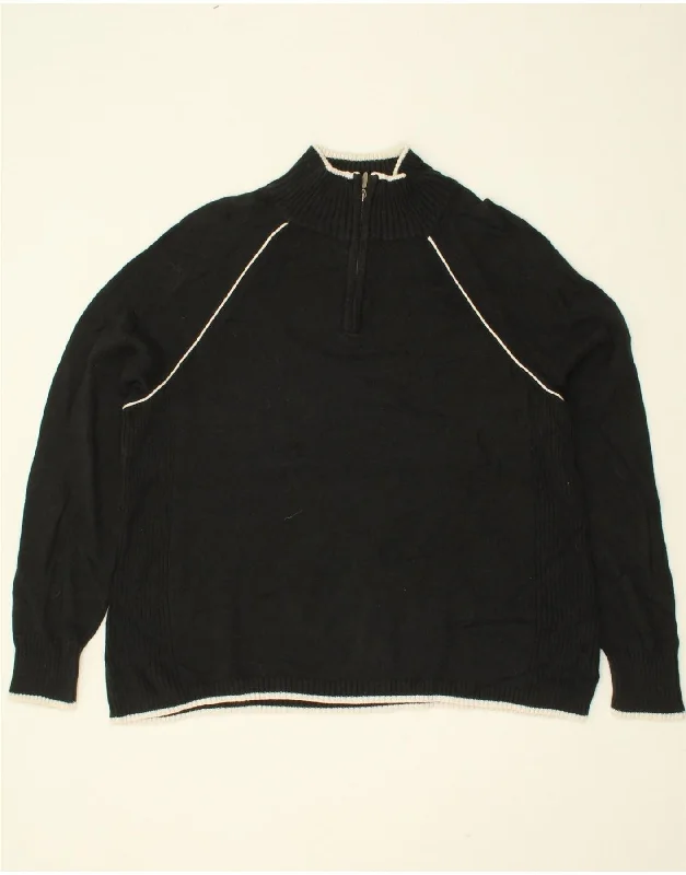 EDDIE BAUER Womens Zip Neck Jumper Sweater UK 18 XL Black Cotton Wool Fabric Cashmere Fabric Tweed Fabric EDDIE BAUER Womens Zip Neck Jumper Sweater UK 18 XL Black Cotton Wool Fabric Cashmere Fabric Tweed Fabric