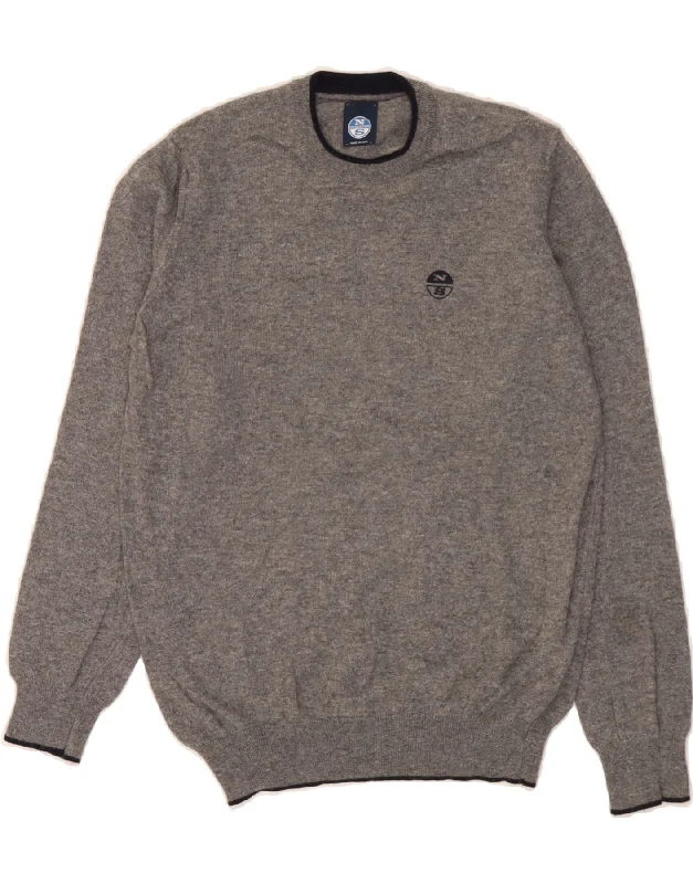 NORTH SAILS Womens Crew Neck Jumper Sweater UK 10 Small Grey Polyamide Spandex Rayon Corduroy