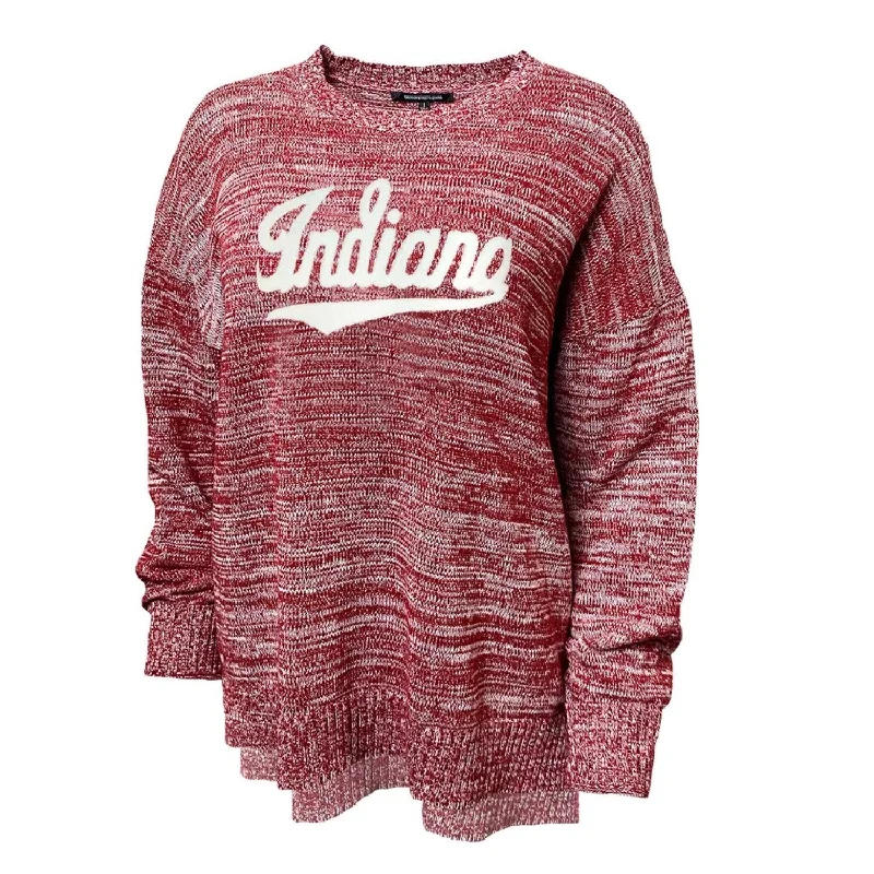 Indiana Sweater Women's Red Script Logo Knit Thin Thick Dense