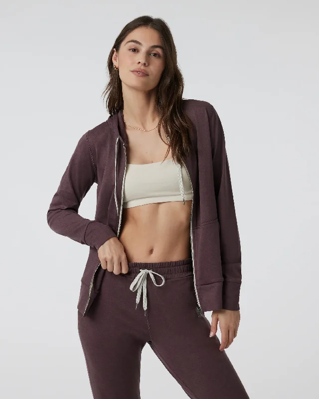 WOMEN'S HALO PERFORMANCE HOODIE 2.0 - HEY ELDERBERRY HEATHER Hoodie with Elastic Waist Stretchable Comfortable