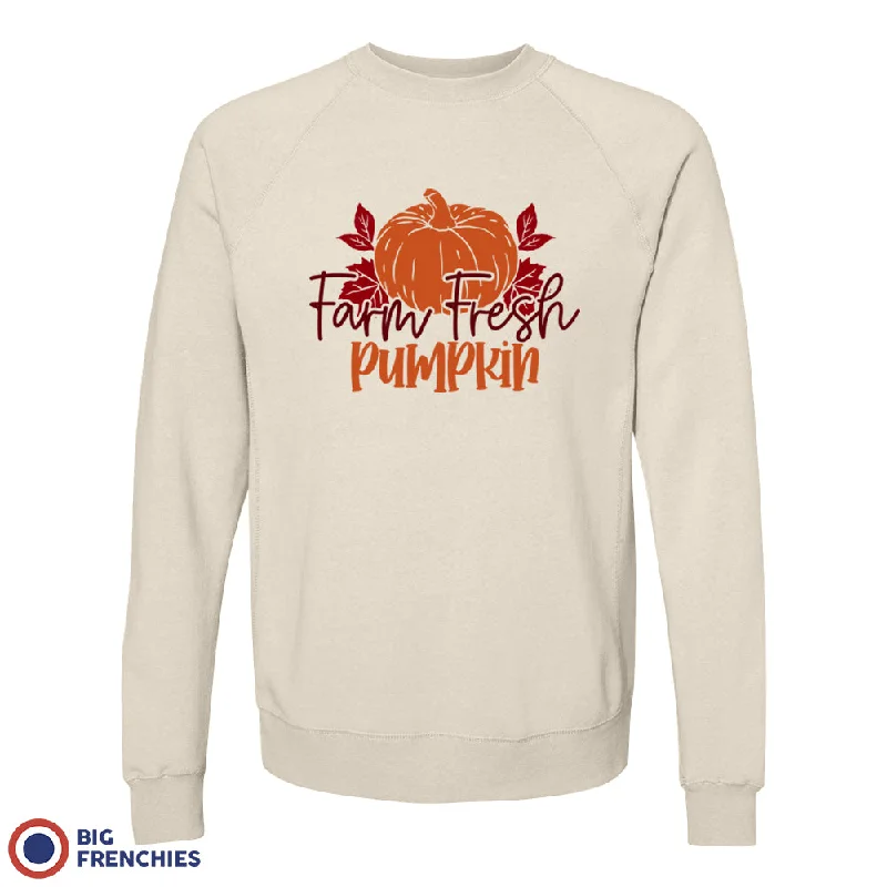 Farm Fresh Pumpkin Unisex Organic Cotton Sweatshirt Hoodie with Ribbed Hem Stretchable Secure
