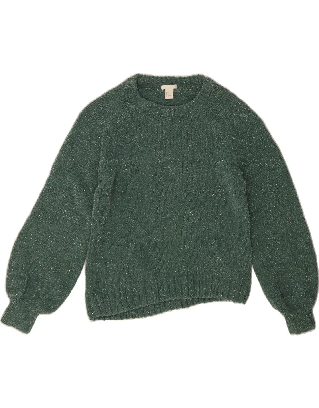 H&M Womens Boat Neck Jumper Sweater UK 10 Small Green Polyester Hooded Caped Shawl Collar