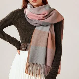 Fashion Plaid Scarf Sweet Cashmere Scarf Thickened Warm Shawl Comfortable Cotton Shawl Wrap Fashion Plaid Scarf Sweet Cashmere Scarf Thickened Warm Shawl Comfortable Cotton Shawl Wrap