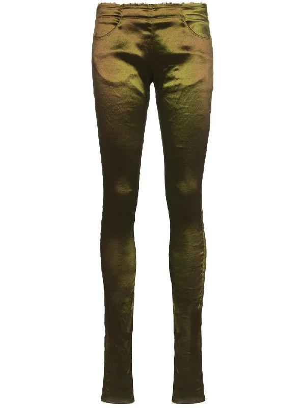 Hi-sheen satin skinny trousers Trousers Fleece Cozy