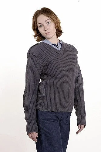 Women's Vintage British Air Force V-Neck Sweater Iron Safe Non-Iron Wrinkle Free