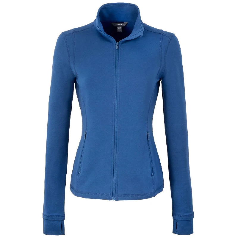 Elevate Women's River Blue Lyon Eco Stretch Knit Full Zip Jacket One-Shoulder Jacket Off-the-Shoulder Jacket Asymmetrical Jacket Elevate Women's River Blue Lyon Eco Stretch Knit Full Zip Jacket One-Shoulder Jacket Off-the-Shoulder Jacket Asymmetrical Jacket