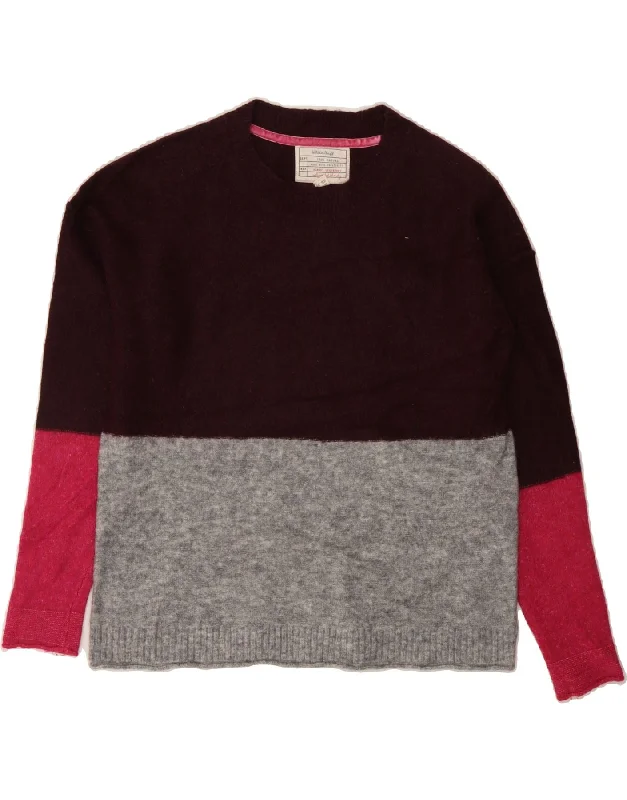 WHITE STUFF Womens Crew Neck Jumper Sweater UK 10 Small  Maroon Plaid Sweater Polka Dot Checkered