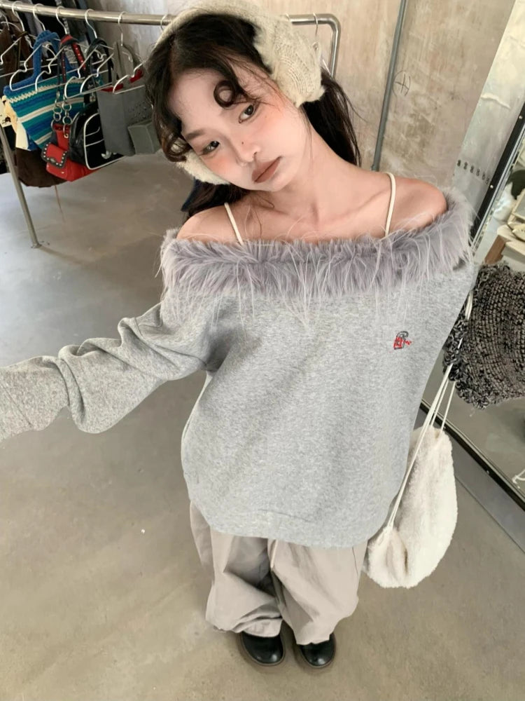 Advbridge Vintage Off Shoulder Sweatshirts Women Sexy Korean Style Long Sleeve Pullovers Sweet Coquette Sweatshirts Aesthetics Halter Neck Top Advbridge Vintage Off Shoulder Sweatshirts Women Sexy Korean Style Long Sleeve Pullovers Sweet Coquette Sweatshirts Aesthetics Halter Neck Top