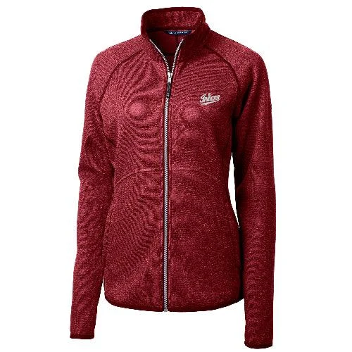 Indiana Hoosiers Cutter & Buck Mainsail Sweater Knit Womens Full Zip Jacket Chenille Blend Fleece Blend Nylon Blend