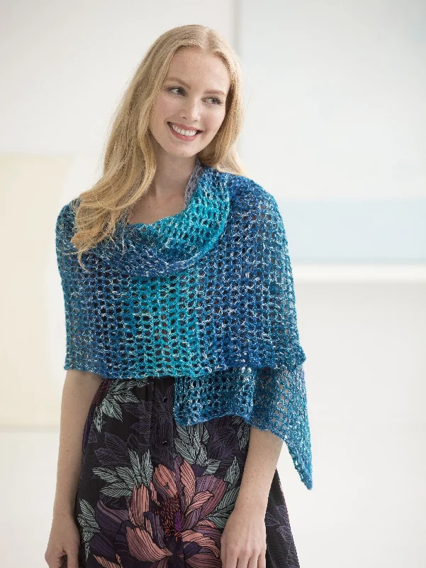 Ebb Tide Shawl (Crochet) Comfortable Plaid Shawl Wrap