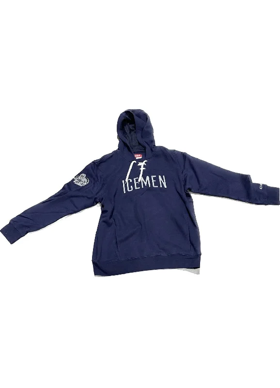 Jacksonville Icemen CCM Navy Hockey Laced Hoodie Hoodie with Metallic Shiny Futuristic