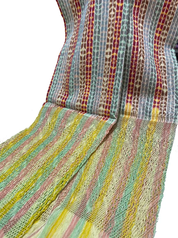 Traditional Tenancingo Rebozo Hand Woven In Loom in Egyptian Cotton Shawl - Multicolor Elegant Silk Shawl Wrap Traditional Tenancingo Rebozo Hand Woven In Loom in Egyptian Cotton Shawl - Multicolor Elegant Silk Shawl Wrap