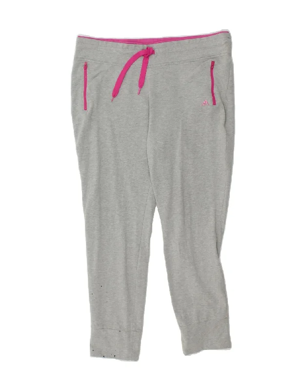 ADIDAS Womens Tracksuit Trousers UK 18 XL Grey Cotton Trousers Party Sparkling