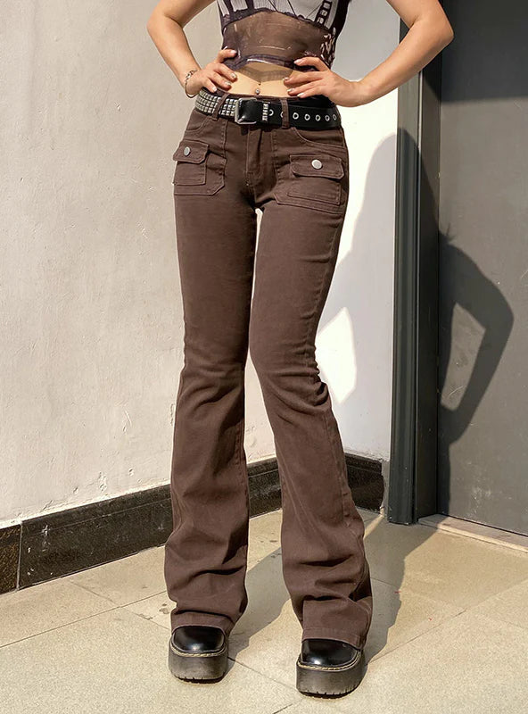 LOW-WAISTED SLIM DENIM TROUSERS JEANS Trousers Essential Wardrobe