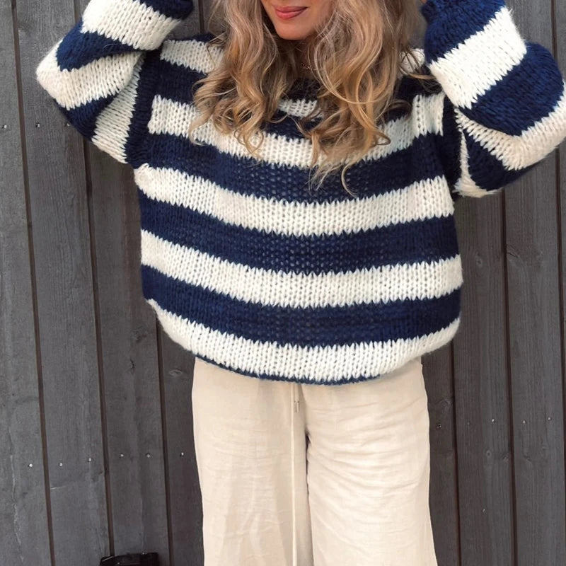 Advbridge Striped Loose Fit Knitted Pullovers Women Autumn Spring Fashion Long Sleeve Knitwear Vintage Grunge Y2K Sweater Preppy Clothes One Shoulder Top Advbridge Striped Loose Fit Knitted Pullovers Women Autumn Spring Fashion Long Sleeve Knitwear Vintage Grunge Y2K Sweater Preppy Clothes One Shoulder Top