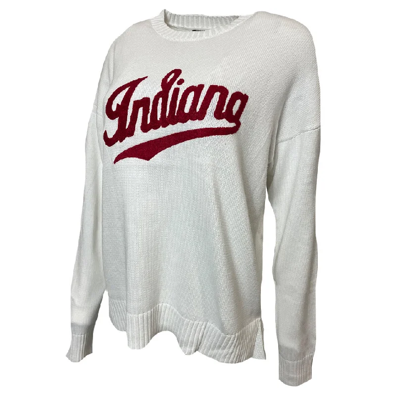 Indiana Hoosiers Women's Script Logo Knit Sweater Transparent Opaque Sheer