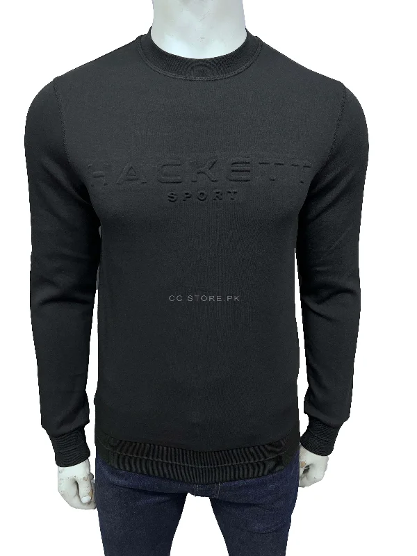 HKT Sport Embossed Logo Black Sweatshirt Hoodie Jacket Zipper Layering