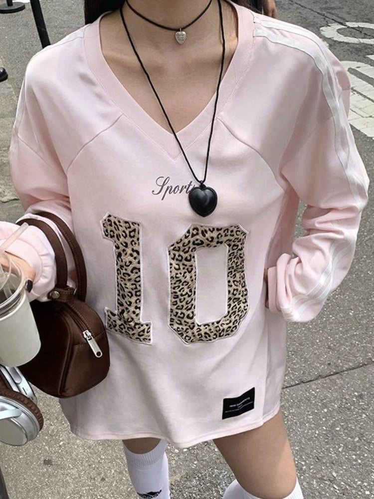 Advbridge Y2k Leopard Print Pink Sweatshirts Women Vintage Oversized Jersey Tops Sports Pullovers Streetwear Harajuku Aesthetic Over Sleeve Pullover Advbridge Y2k Leopard Print Pink Sweatshirts Women Vintage Oversized Jersey Tops Sports Pullovers Streetwear Harajuku Aesthetic Over Sleeve Pullover