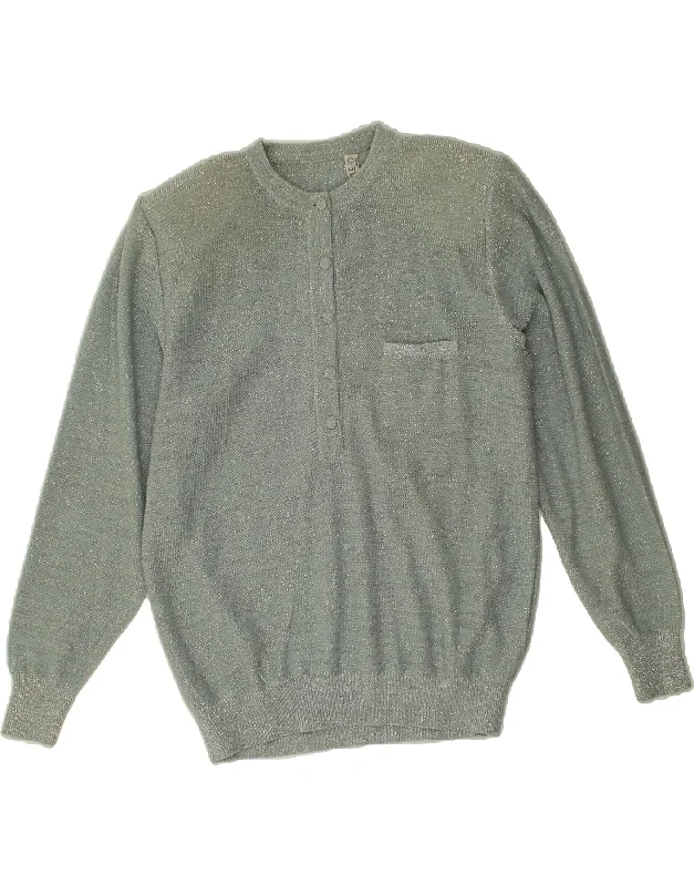 VINTAGE Womens Button Neck Jumper Sweater UK 10 Small Grey Faux Fur Fabric Real Fur Fabric Shearling Fabric VINTAGE Womens Button Neck Jumper Sweater UK 10 Small Grey Faux Fur Fabric Real Fur Fabric Shearling Fabric