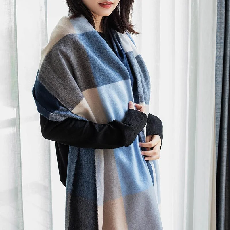 Autumn and winter thickened warm cashmere-like large plaid scarf season shawl scarf Comfortable Summer Shawl Wrap Autumn and winter thickened warm cashmere-like large plaid scarf season shawl scarf Comfortable Summer Shawl Wrap