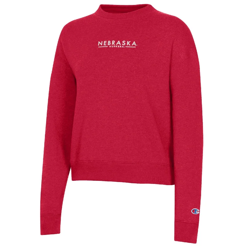 Women's Nebraska Huskers Triumph Fleece Sweatshirt Hoodie with Snap Buttons Easy Quick