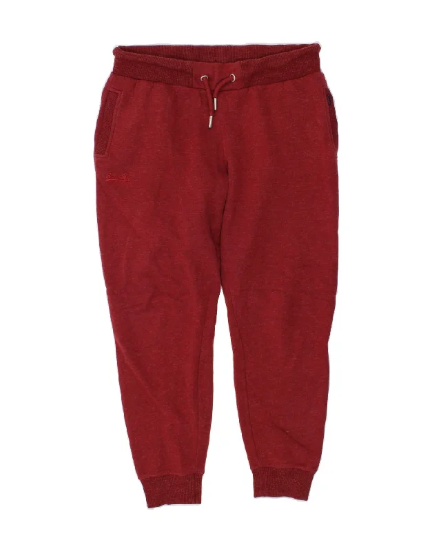 SUPERDRY Womens Tracksuit Trousers Joggers UK 16 Large Red Cotton Trousers Prom Sequined