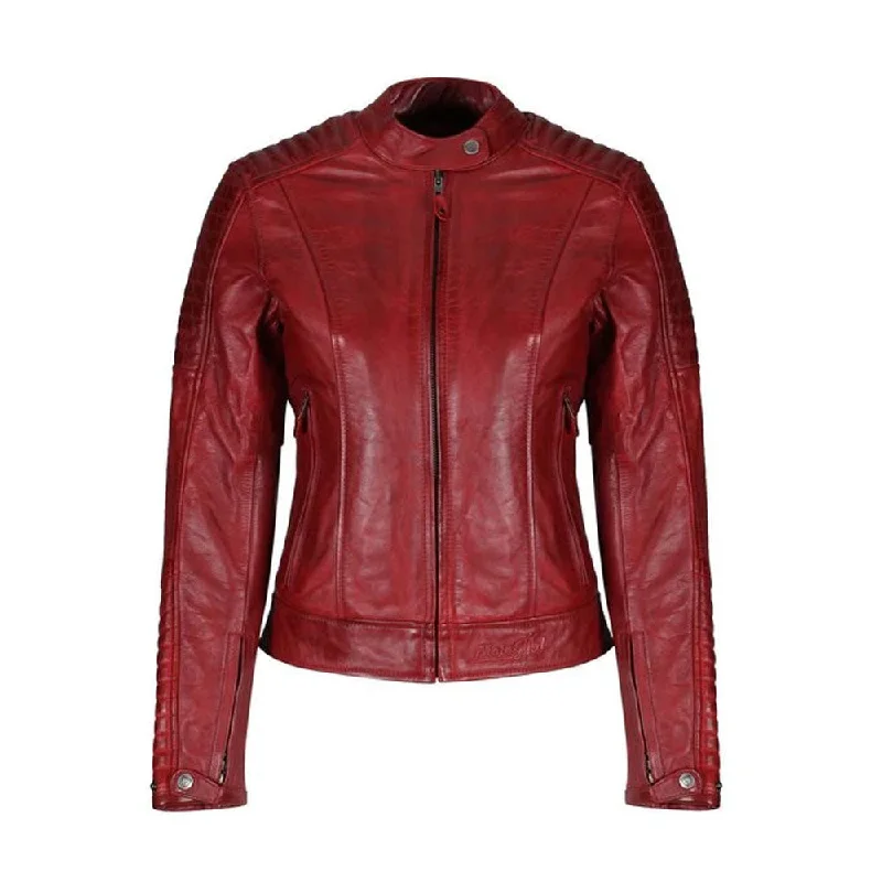 Women Red B3 Sheepskin Leather Biker Jacket Oversized Jacket Tailored Jacket Straight Jacket