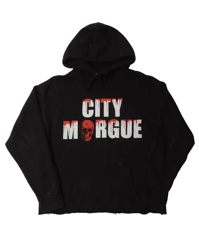 City Morgue Dogs Hoodie Hoodie with Button Placket Classic Preppy