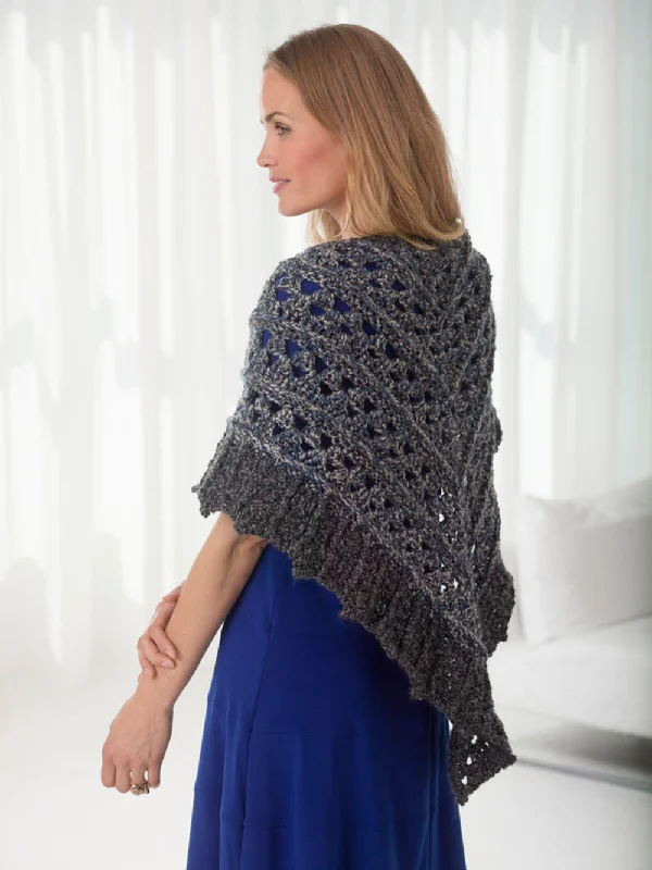 Two-Tone Shawl (Crochet) Stylish Knit Shawl Wrap