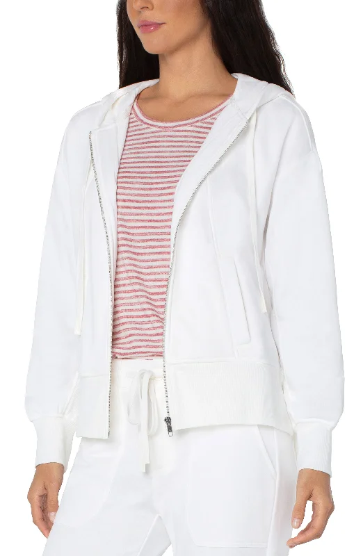 Liverpool's Seamed Full Zip Hoodie (Vintage White) Hoodie with Rolled Sleeves Casual Relaxed