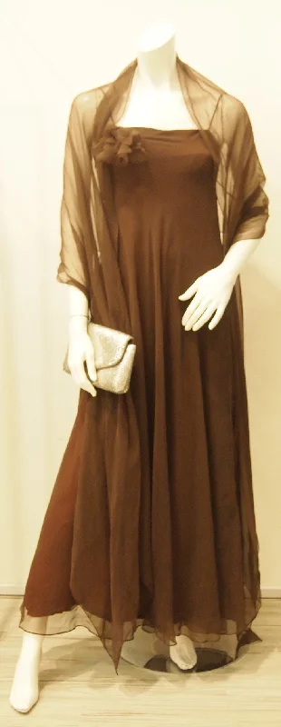 A Night with Chocolate Chiffon Vintage Evening Dress with Matching Shawl Fashionable Wool Blend Shawl A Night with Chocolate Chiffon Vintage Evening Dress with Matching Shawl Fashionable Wool Blend Shawl