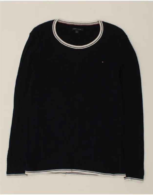 TOMMY HILFIGER Womens Boat Neck Jumper Sweater UK 14 Large Navy Blue Mesh Fabric Canvas Fabric Denim Fabric TOMMY HILFIGER Womens Boat Neck Jumper Sweater UK 14 Large Navy Blue Mesh Fabric Canvas Fabric Denim Fabric