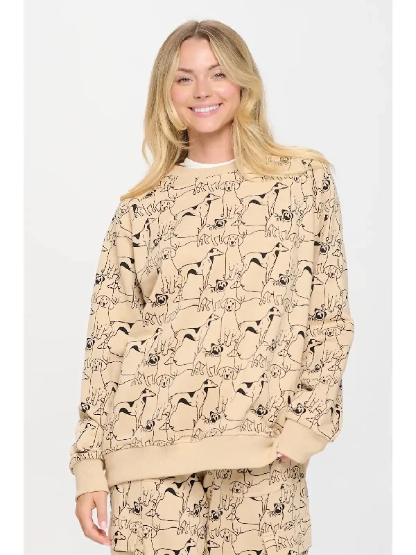 All Over Dog Sweatshirt Hoodie with Cropped Fit Short Trendy