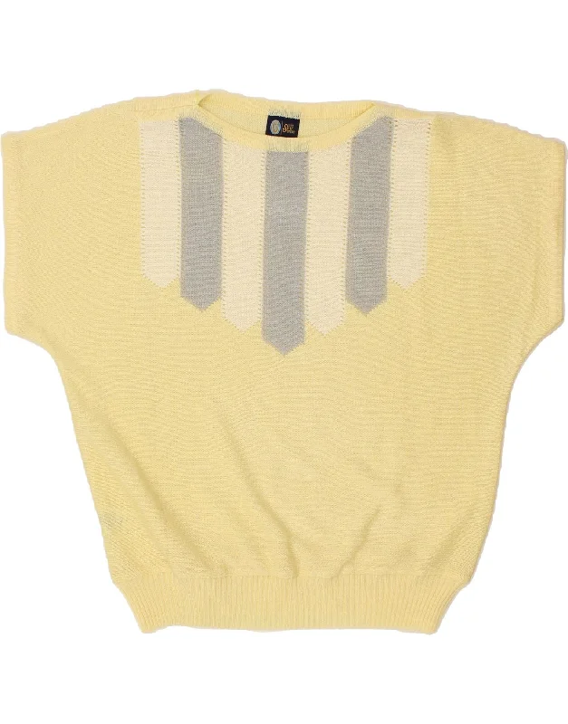 YOUR SIXTH SENSE Womens Boat Neck Jumper Sweater UK 18 XL Yellow Striped Striped Floral Plaid YOUR SIXTH SENSE Womens Boat Neck Jumper Sweater UK 18 XL Yellow Striped Striped Floral Plaid