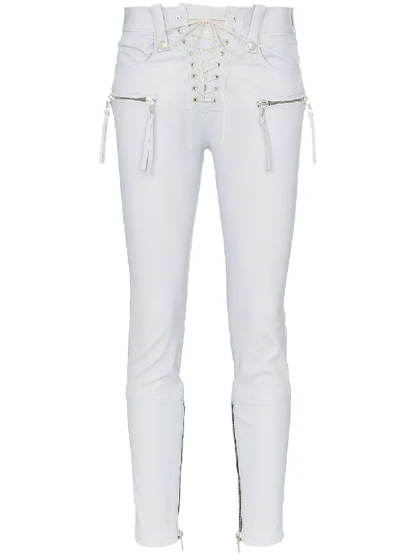 lace-up skinny leather trousers Trousers Mesh Breathable