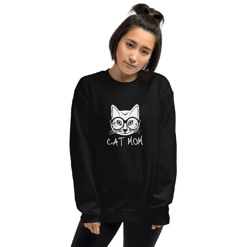 Cat Mom Unisex Crew Neck Sweatshirt Hoodie with Reflective Safety Nightwear