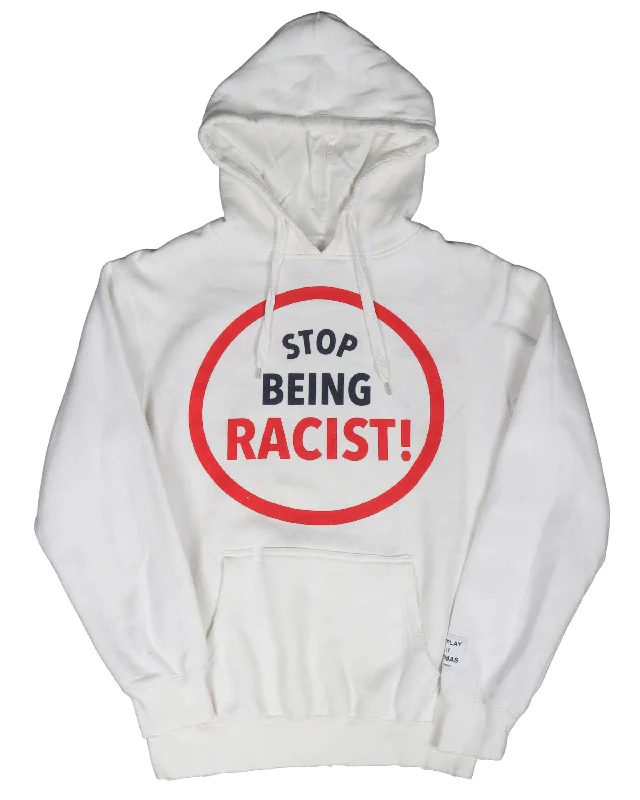 Stop Being Racist Hoodie Hoodie with Stripes Bold Sporty