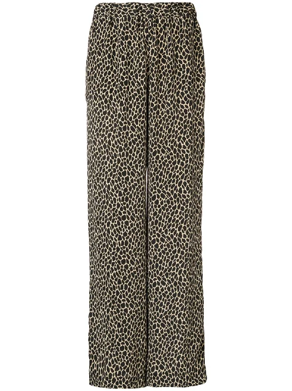 giraffe print wide leg trousers Trousers Bridal Satin