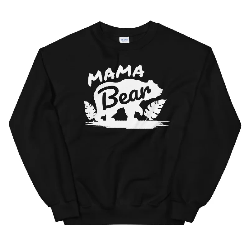 Mama Bear, Warm, Soft Feel, Pre-Shrunk Classic Fit Crew Neck Sweatshirt Hoodie with Ribbed Hem Stretchable Secure