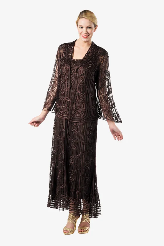 Soulmates C1068 Beaded Silk Lace Evening Jacket with Godet Dress Set Jacket Blazer Coat