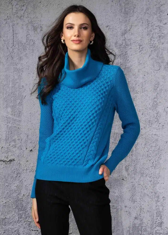 ALISON SHERI - CABLE TEXTURED DETACHABLE COLLAR SWEATER Striped Floral Plaid