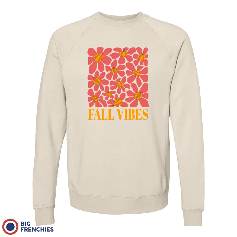 Fall Vibes With Flowers Unisex Organic Cotton Sweatshirt Hoodie with Thumb Holes Functional Cozy
