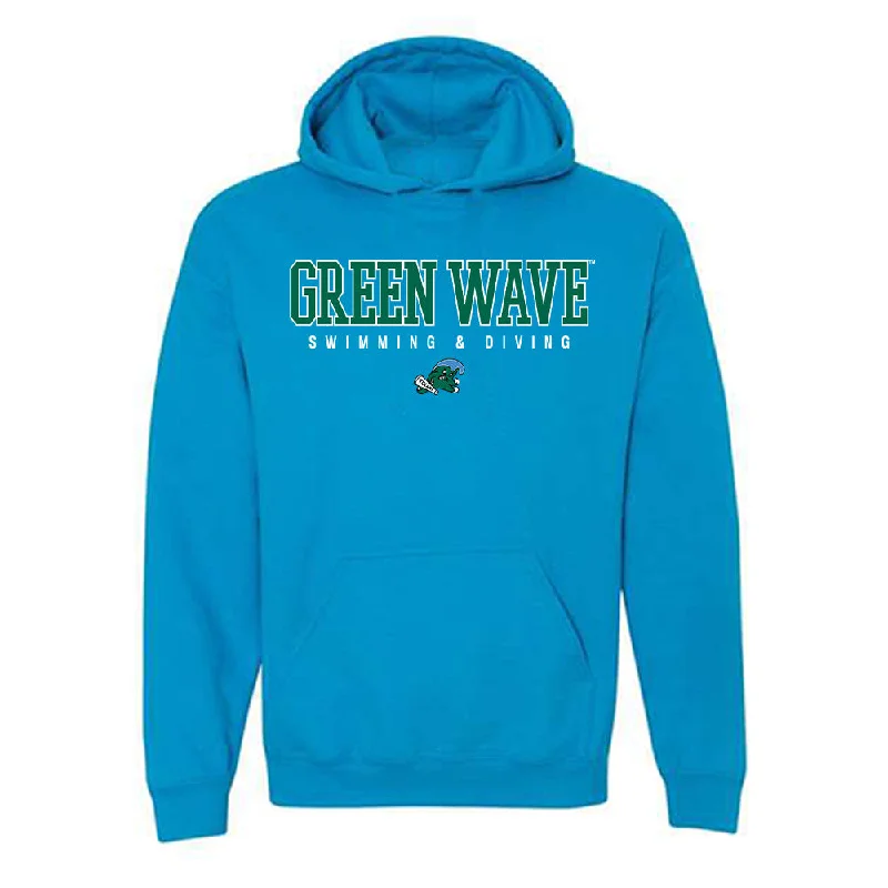 Tulane - NCAA Women's Swimming & Diving : Catherine Russo - Hooded Sweatshirt Hoodie with Rhinestones Sparkly Elegant