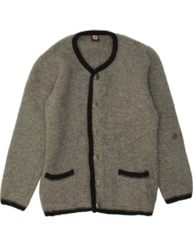 ANNAMARIA Womens Cardigan Sweater UK 16 Large Grey Wool Zippered Front Buttoned Front Snap Front
