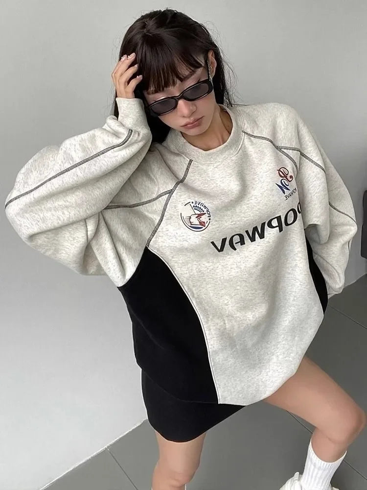 Advbridge Vintage Letter Print Sweatshirts Women Y2k Oversized Graphic Pullovers Hip Hop Style Female Hoodies Korean Streetwear Cowl Neck Pullover Advbridge Vintage Letter Print Sweatshirts Women Y2k Oversized Graphic Pullovers Hip Hop Style Female Hoodies Korean Streetwear Cowl Neck Pullover