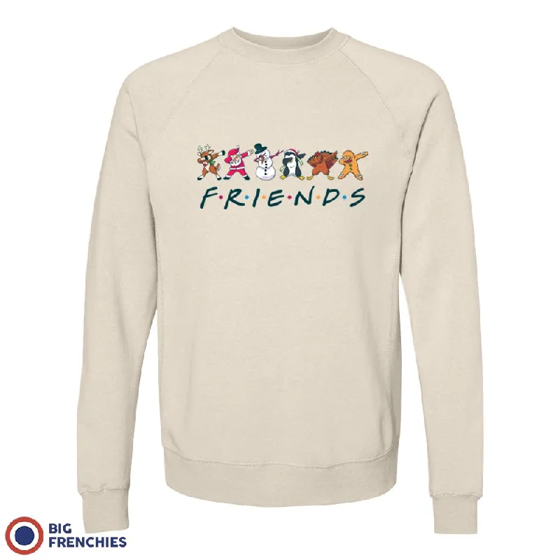 Friends Christmas Unisex Organic Cotton Sweatshirt Hoodie with Zipper Placket Modern Functional