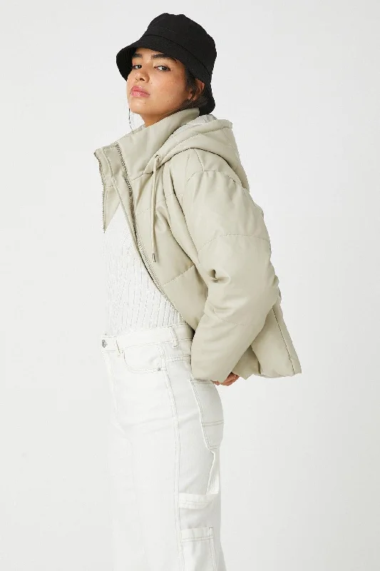 Women's Beige Jacket 3WAL20018IW V-Neck Jacket Boat Neck Jacket Square Neck Jacket