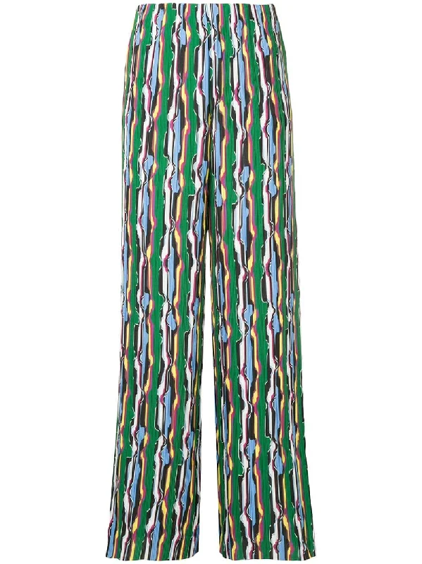 patterned wide leg trousers Trousers Elastic Waist Soft