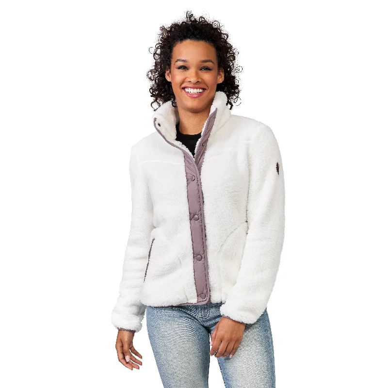 Free Country Women's Sherpa Butter Pile Jacket Hoodie Zip-Up Jacket Button-Up Jacket